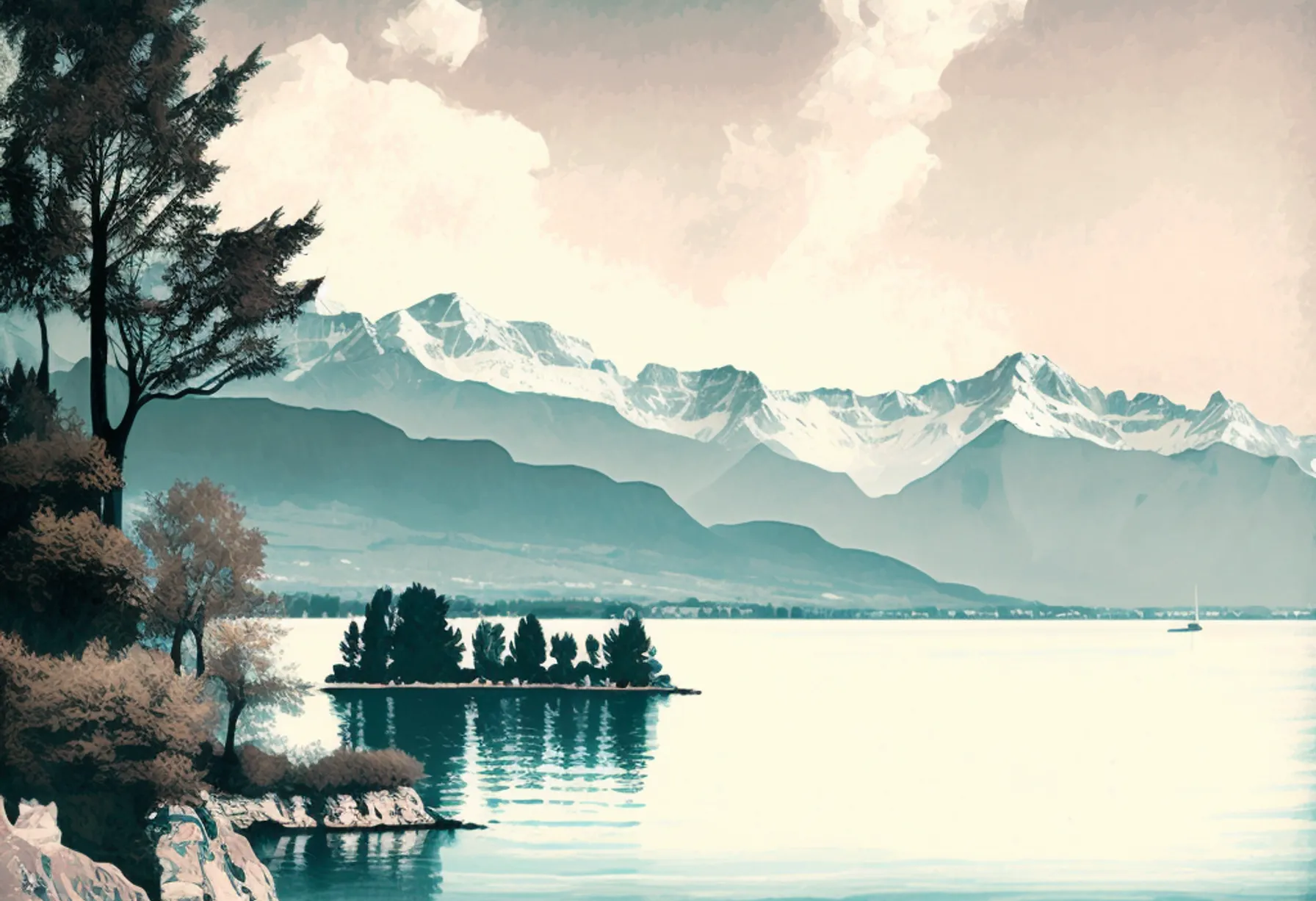 Image Lake Geneva, the marvel of the Alps between France and Switzerland
